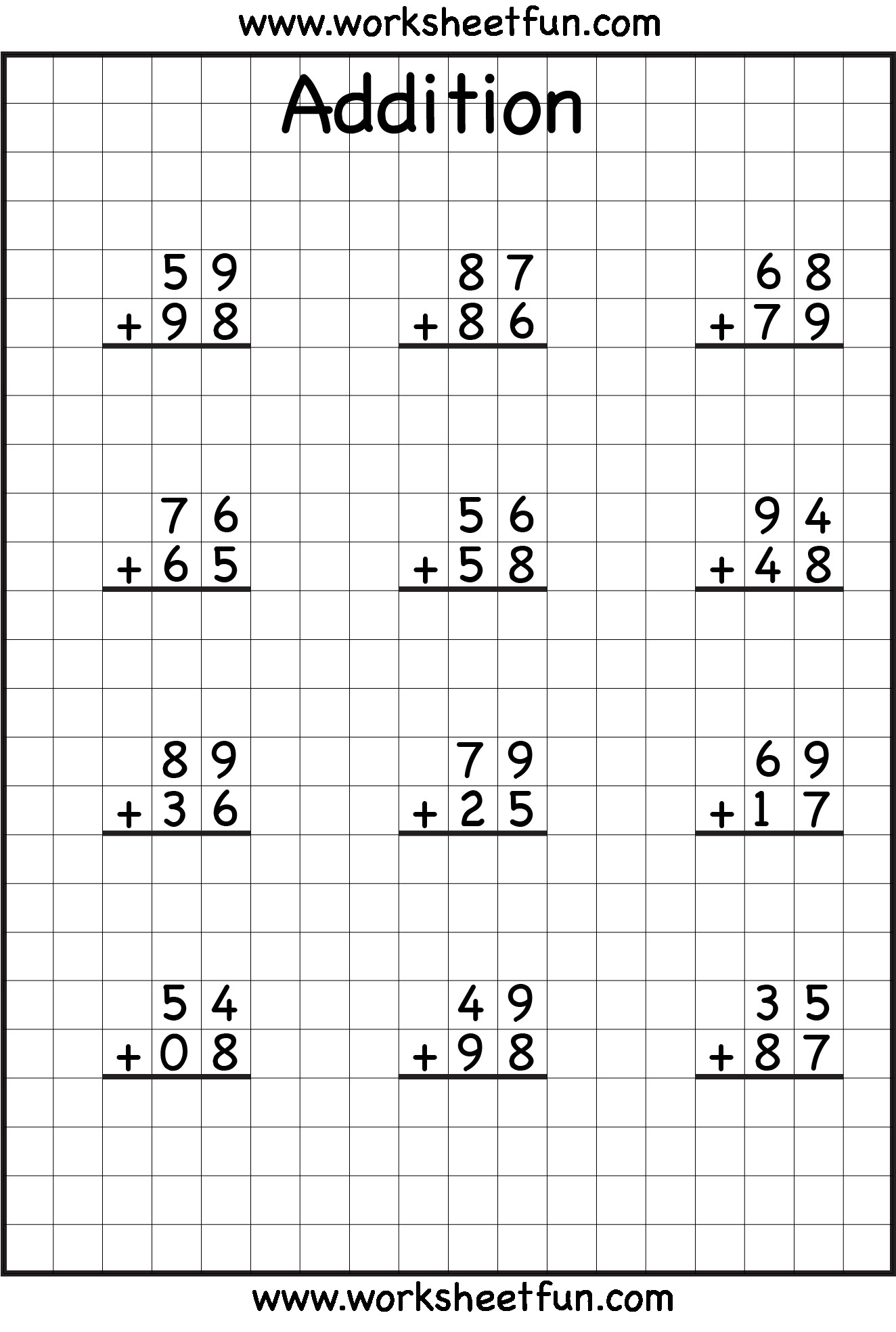 5 Free Math Worksheets Third Grade 3 Addition Add 3 3 Digit Numbers In