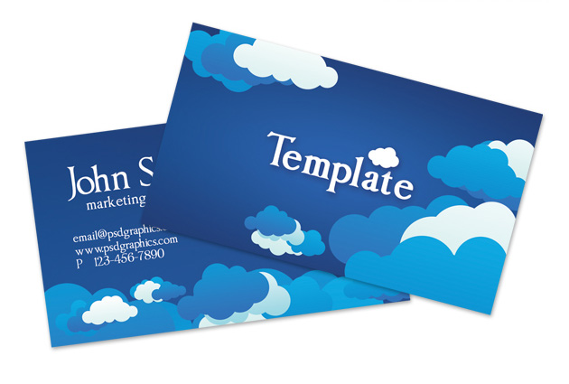 blue cloudy sky business card template