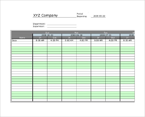 7 Printable Time Card Templates Doc Excel Pdf Of Microsoft Excel Business Card Template