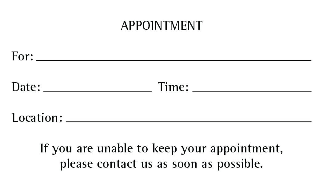 Appointment Card Template Word Reminder Cards Pack White Of Business Card Border Template