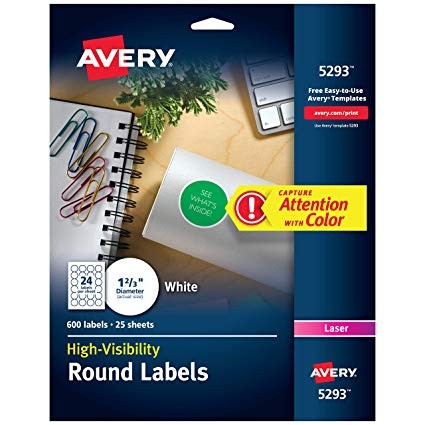 Avery High Visibility 1 2 3 Inch Diameter White Labels 600 Pack 5293 Of Avery Laser Business Cards Template