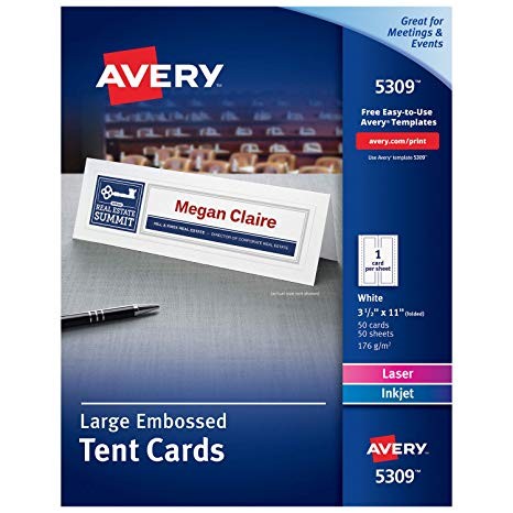Avery Printable Tent Cards Laser &amp; Inkjet Printers 50 Cards 3 5 X 11 5309 White Of Avery Laser Business Cards Template
