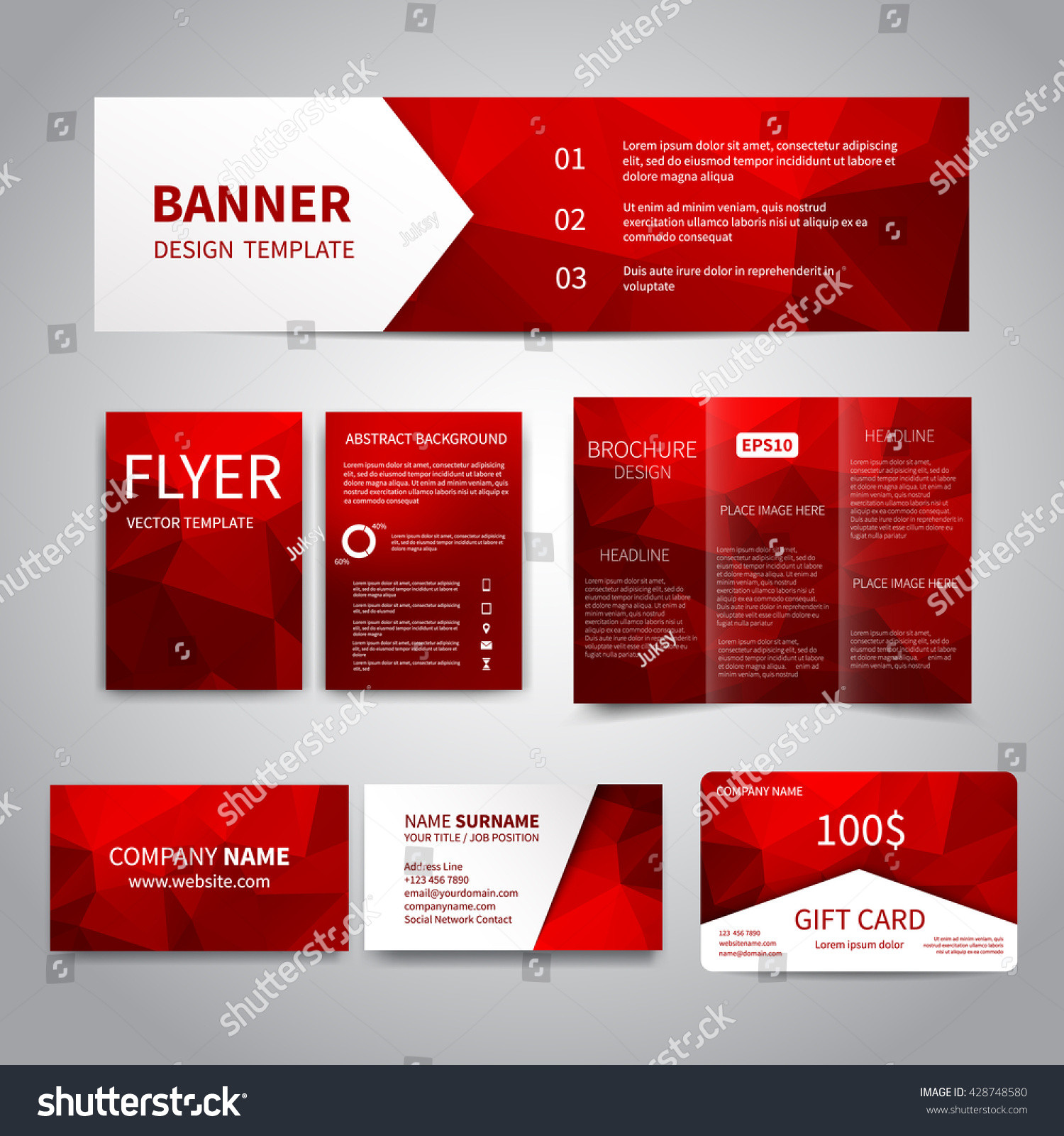 Banner Flyers Brochure Business Cards Gift Stock Vector Of Business Card Printer Template