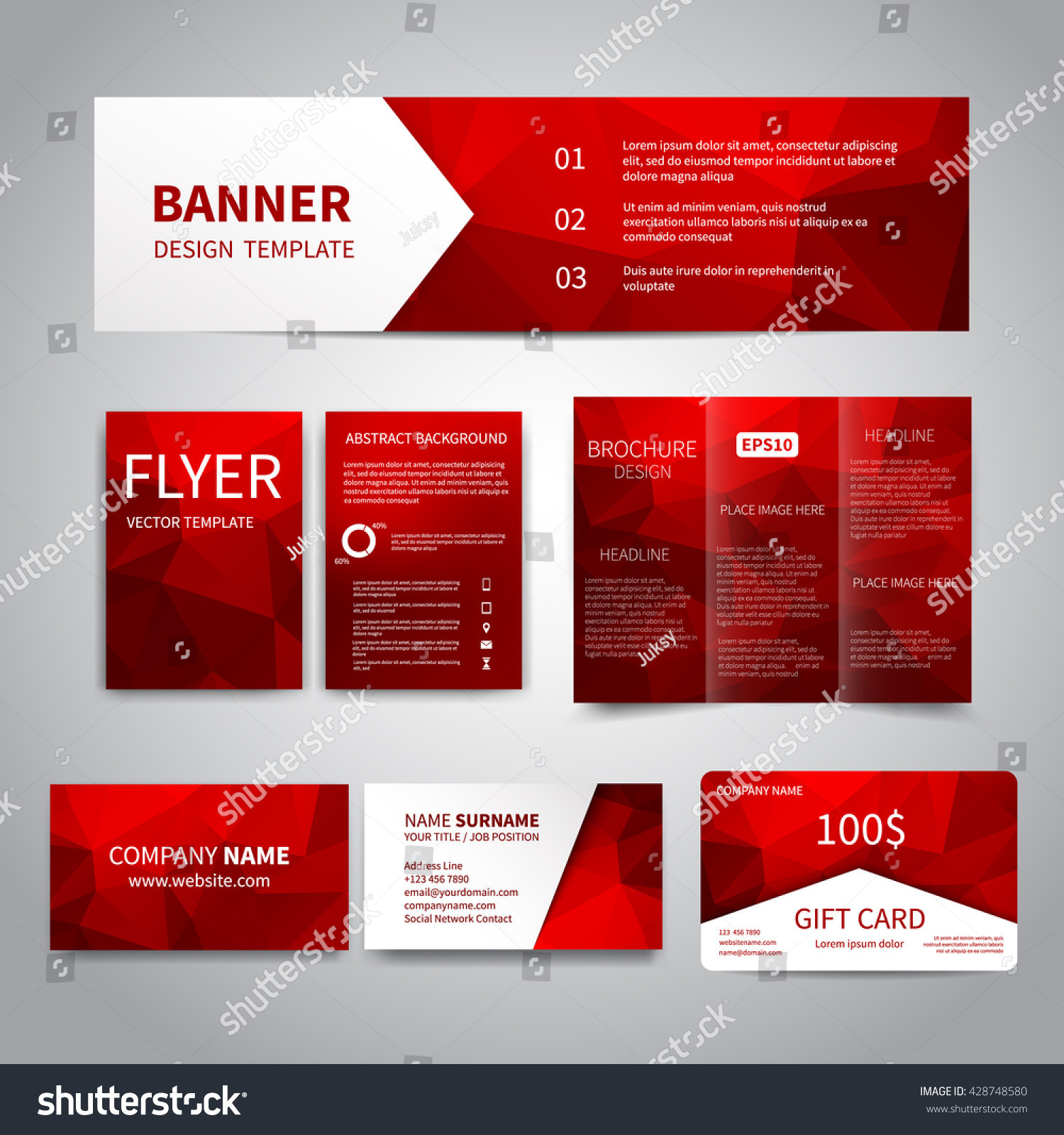 stock vector banner flyers brochure business cards t card design templates set with geometric triangular