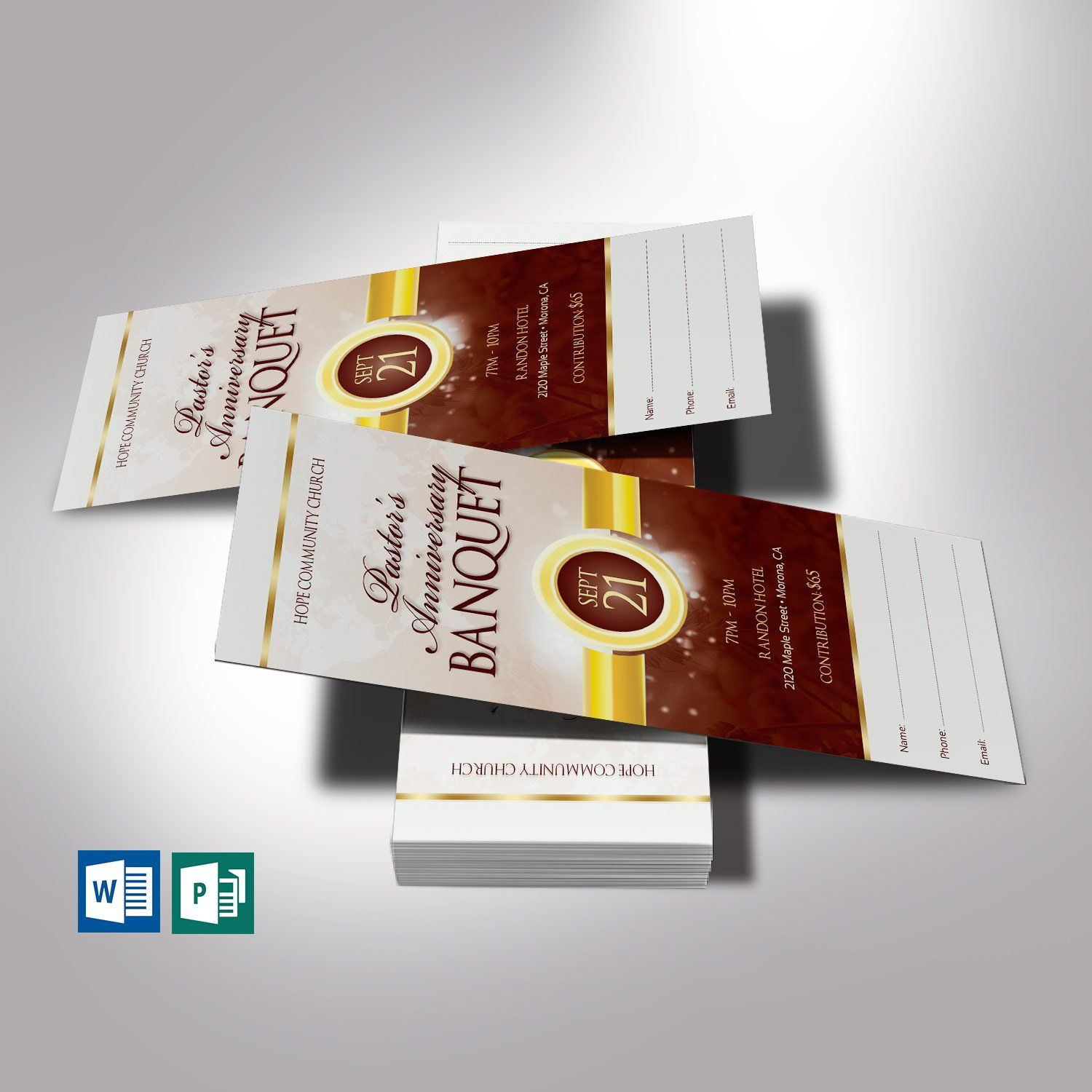 Brown Gold Clergy Appreciation Banquet Ticket Word Publisher Of Business Card Templates Microsoft Word
