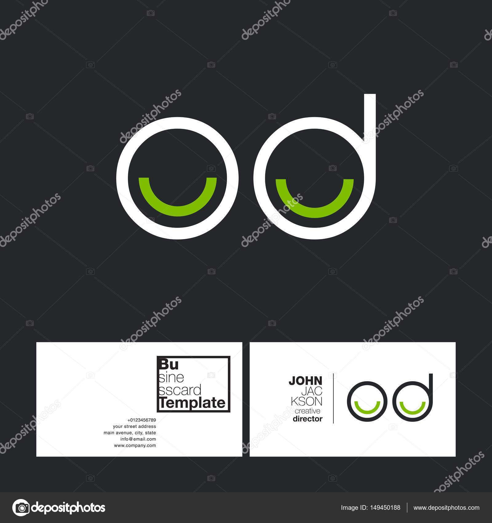 Business Card Template Size Elegant Design Circle Business Card Template Round Letters Logo Od Stock Vector