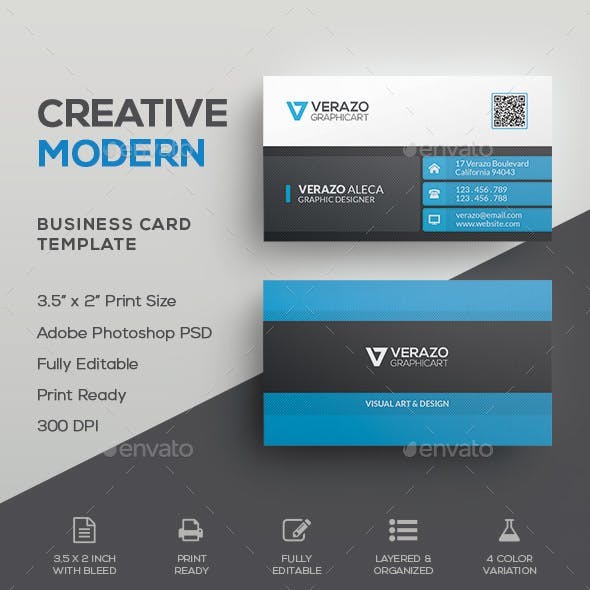 07 Creative Corporate Business Card 4 Color Variations Preview