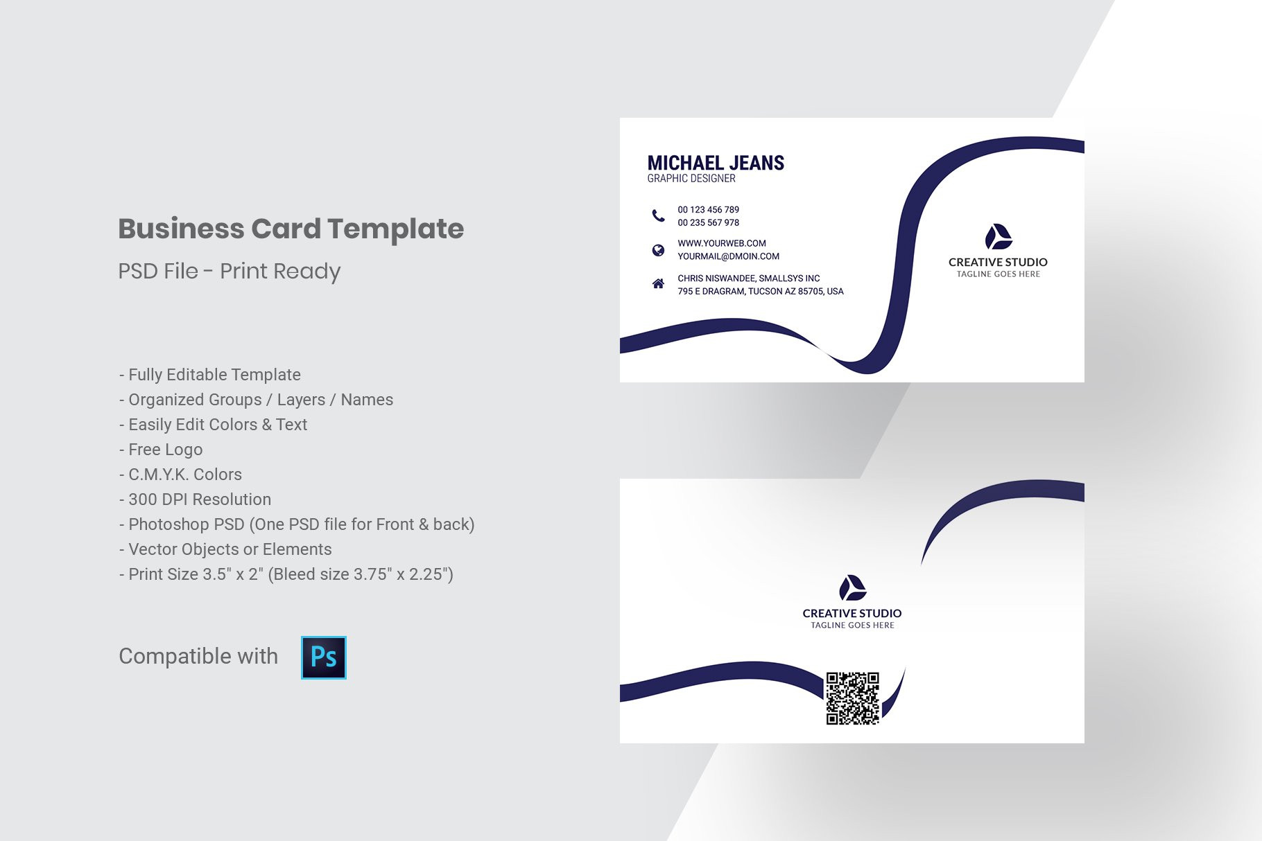 Clean Blue Minimal Business Card Business Card Templates Of Business Card Size Template Psd