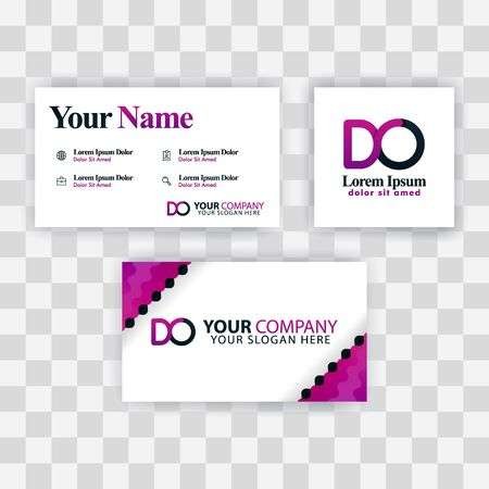 clean business card template concept vector purple modern creative od letter logo minimal gra nt c