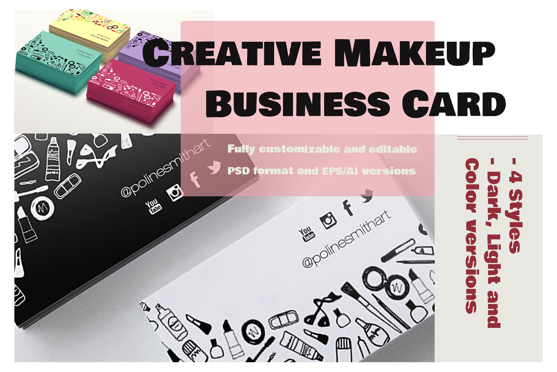 Creative Makeup Business Card Of Business Cards Templates Ai