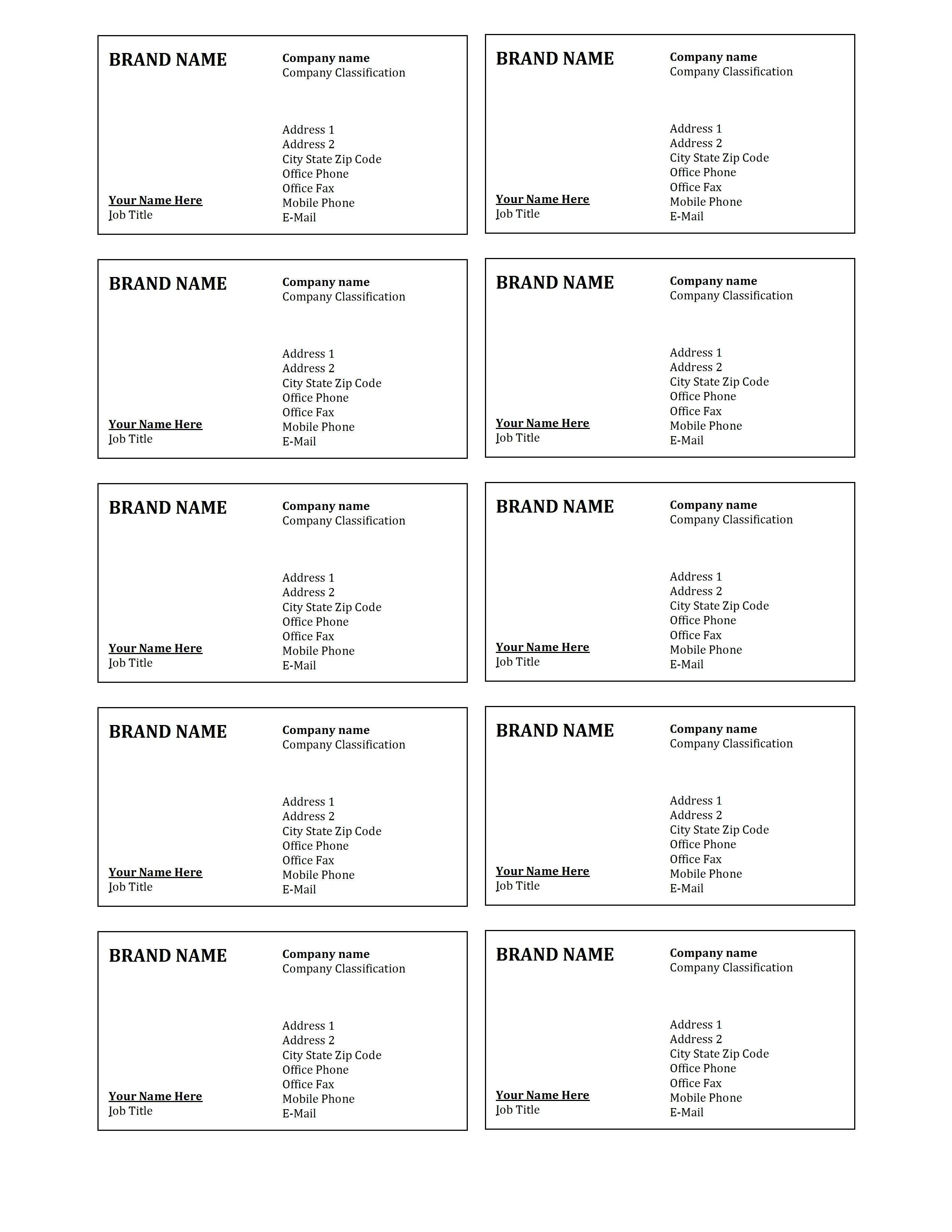 Design Templates Business Cards Template Printable Excel for Of Word Template for Business Cards