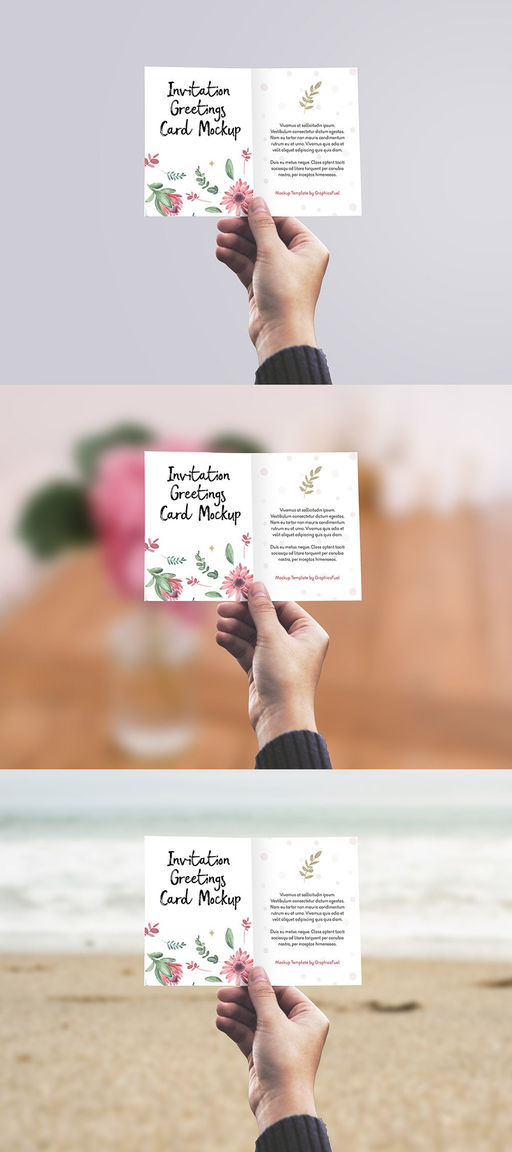 Invitation Greeting Card Hand Holding Mockup