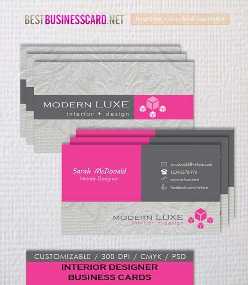 Free Modern Interior Designer Business Cards In Pink Of Unique Business Card Templates Free