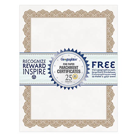 Geographics Recycled Blank Parchment Certificates 8 1 2&quot; X 11&quot; Optima Gold Pack 25 Item Of Geographics Business Cards Template
