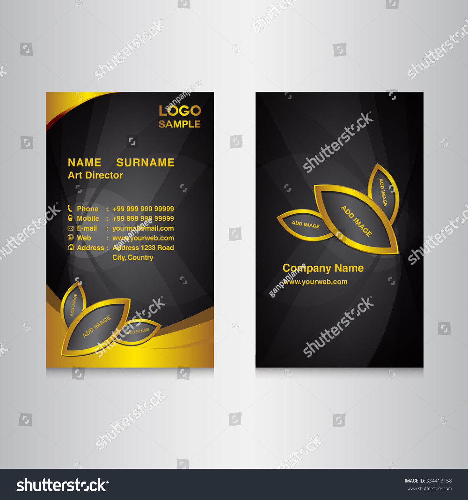 Gold Black Vertical Business Card Design Stock Vector Of Graphic Designer Business Card Templates
