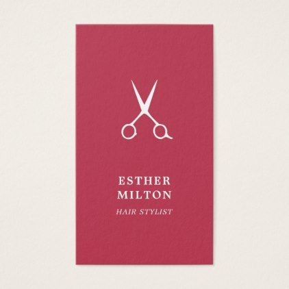 Minimal Elegant Red White Hair Stylist Business Card Of Hair Stylist Business Card Template