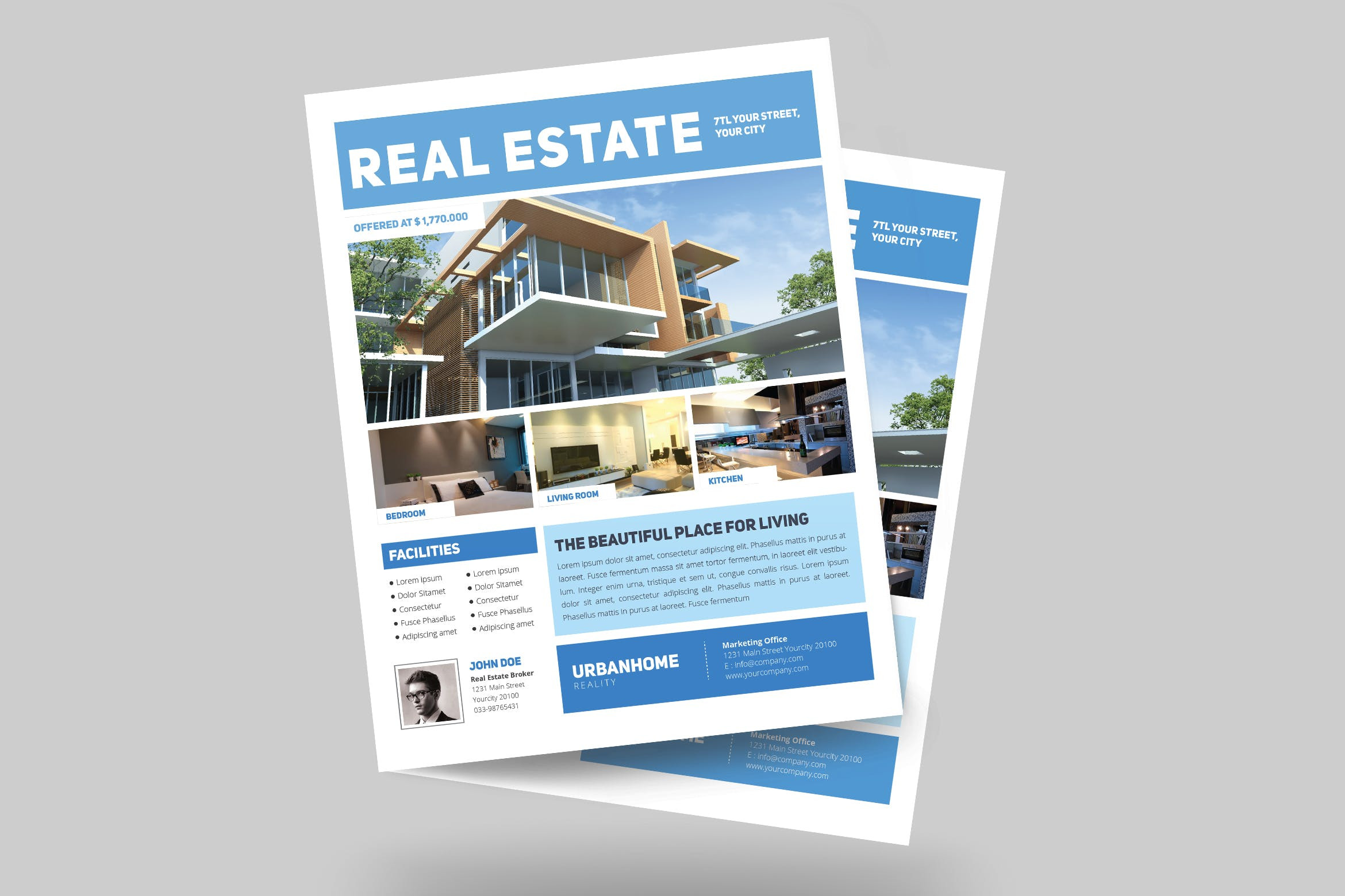 Minimal Real Estate Flyer by Guuver On Envato Elements Of Real Estate Business Card Templates