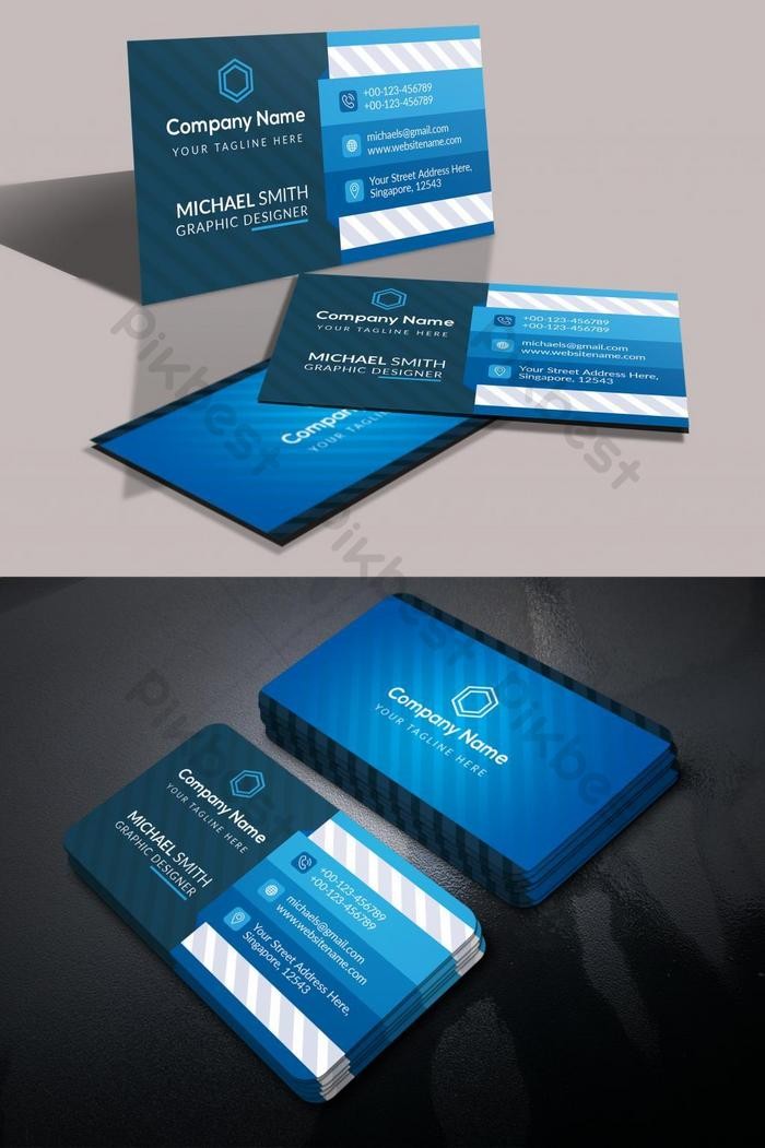 Modern Blue Business Card Of Business Card Psd Template Free