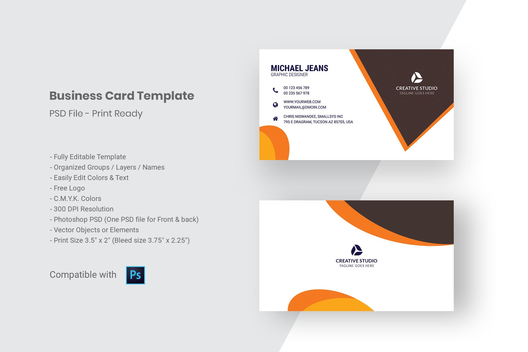 Modern Business Card Template Business Card Templates Of Business Card Size Photoshop Template