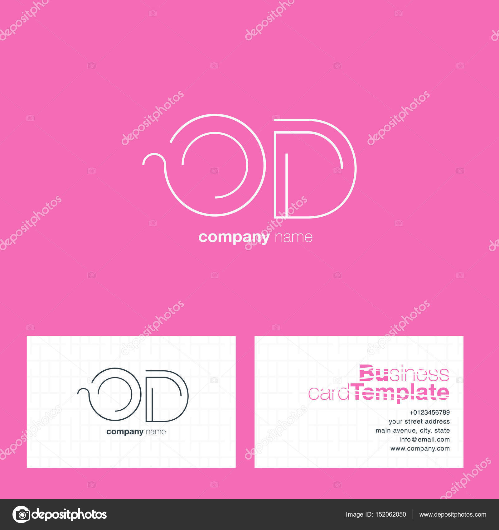 pink business card template luxury design circle business card template od letters logo business card stock