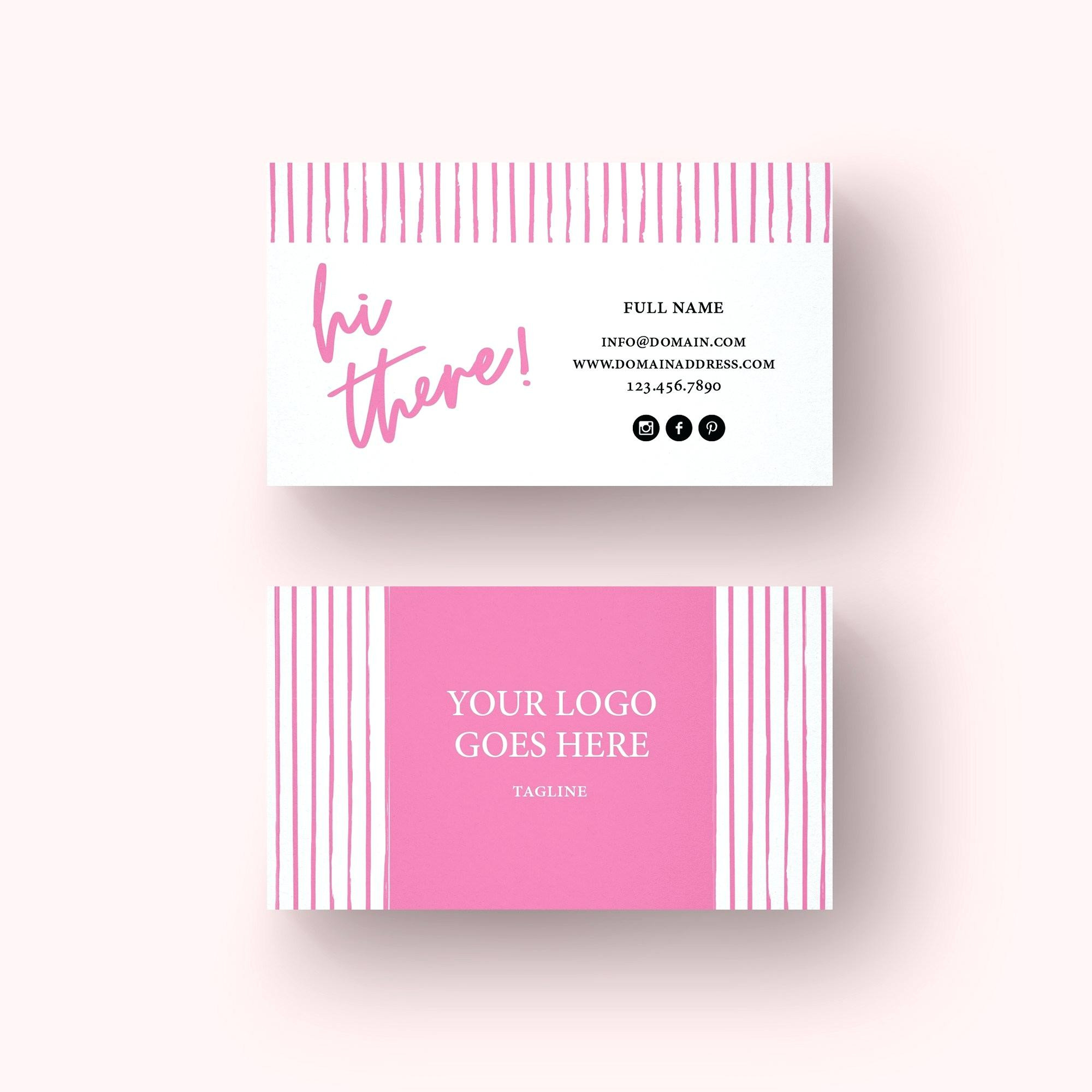pink stripes business card template free visiting card templates biz card template