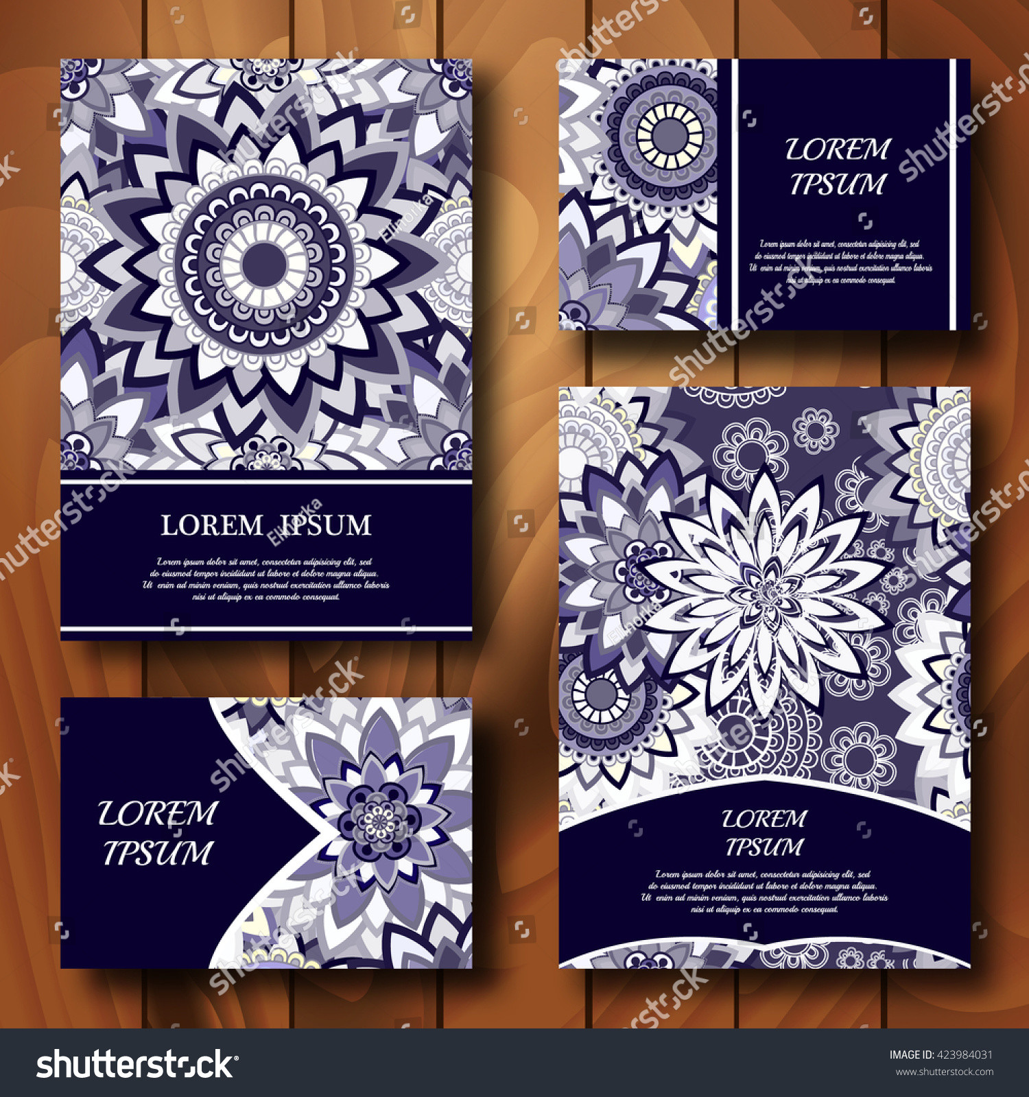 stock vector vector templates set business cards banners fliers invitations with mandala ornaments islam