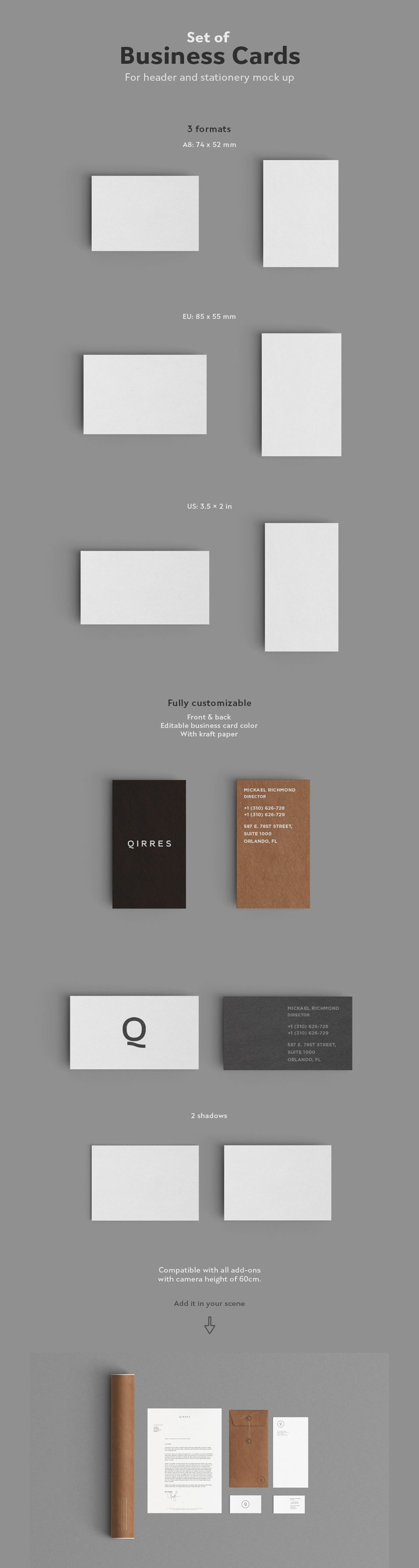 White Business Card Mockups In 3mats A8 Eu and Us Of Business Card Mockup Template