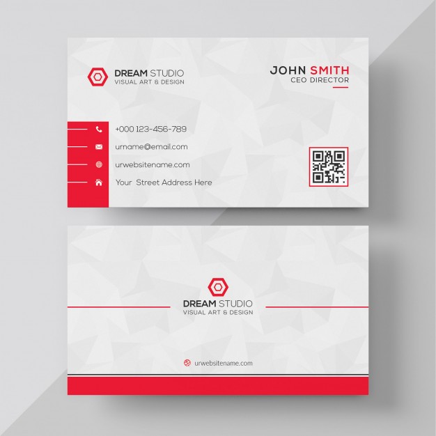 White Business Card with Red Details Psd File Of Business Card Templates for Photoshop