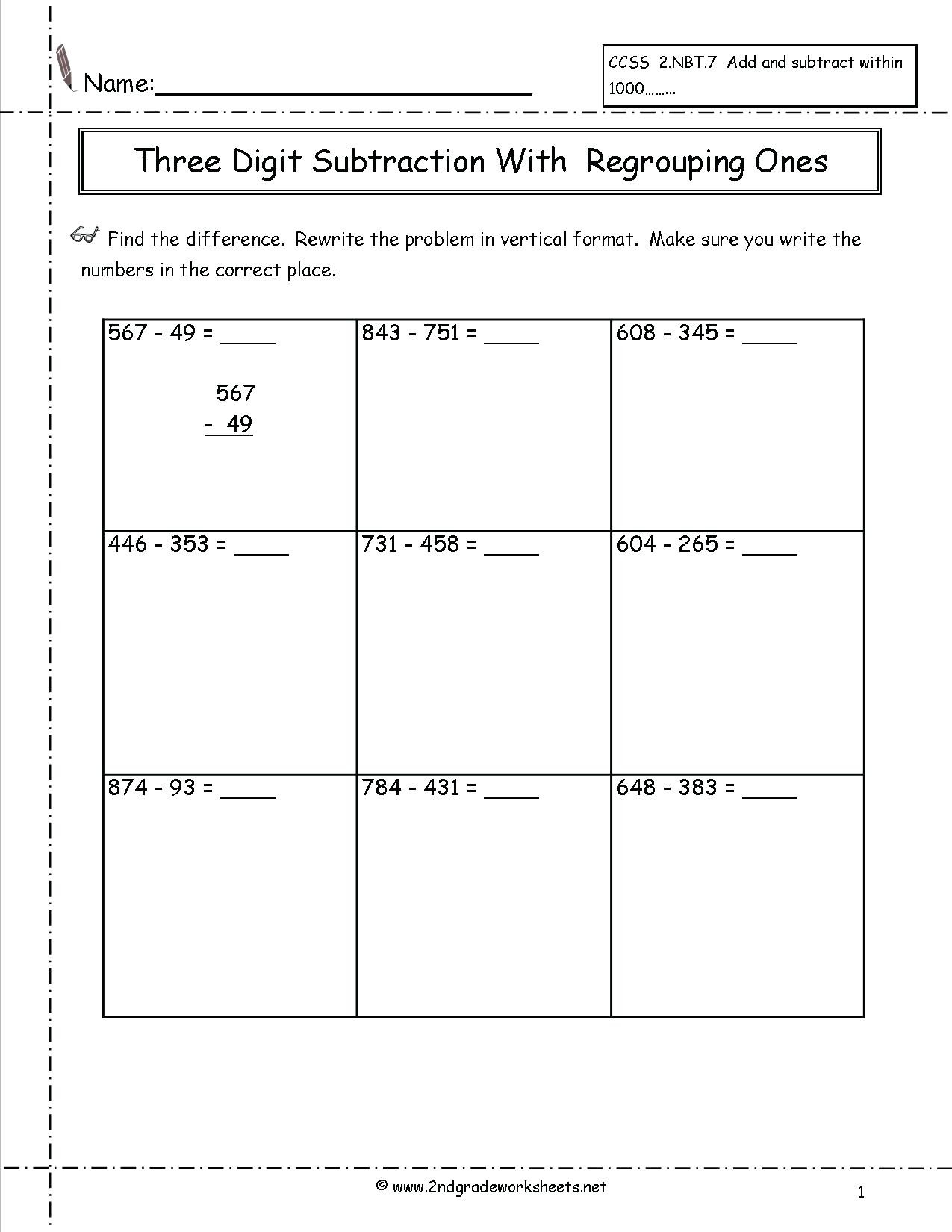 subtraction with regrouping worksheets three digit subtraction horizontal to vertical worksheet subtraction regrouping worksheets
