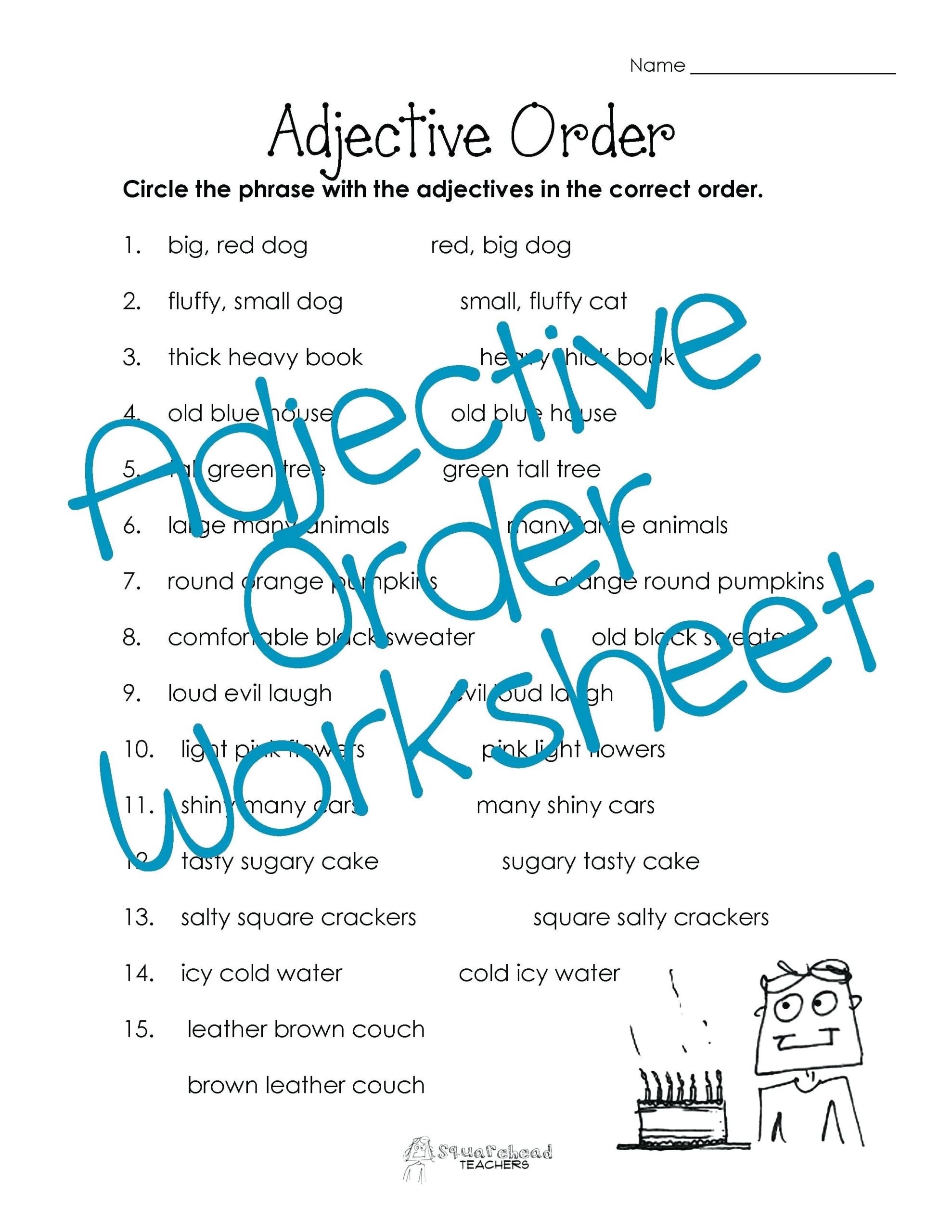 adjective order worksheet free teachers descriptive adjectives worksheets for grade 4 pdf