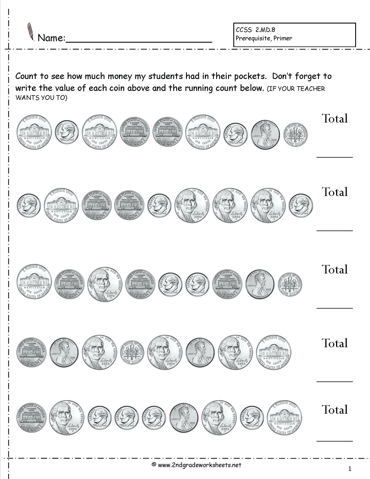 coin identification worksheets free math money worksheets grade money value worksheets 2nd grade