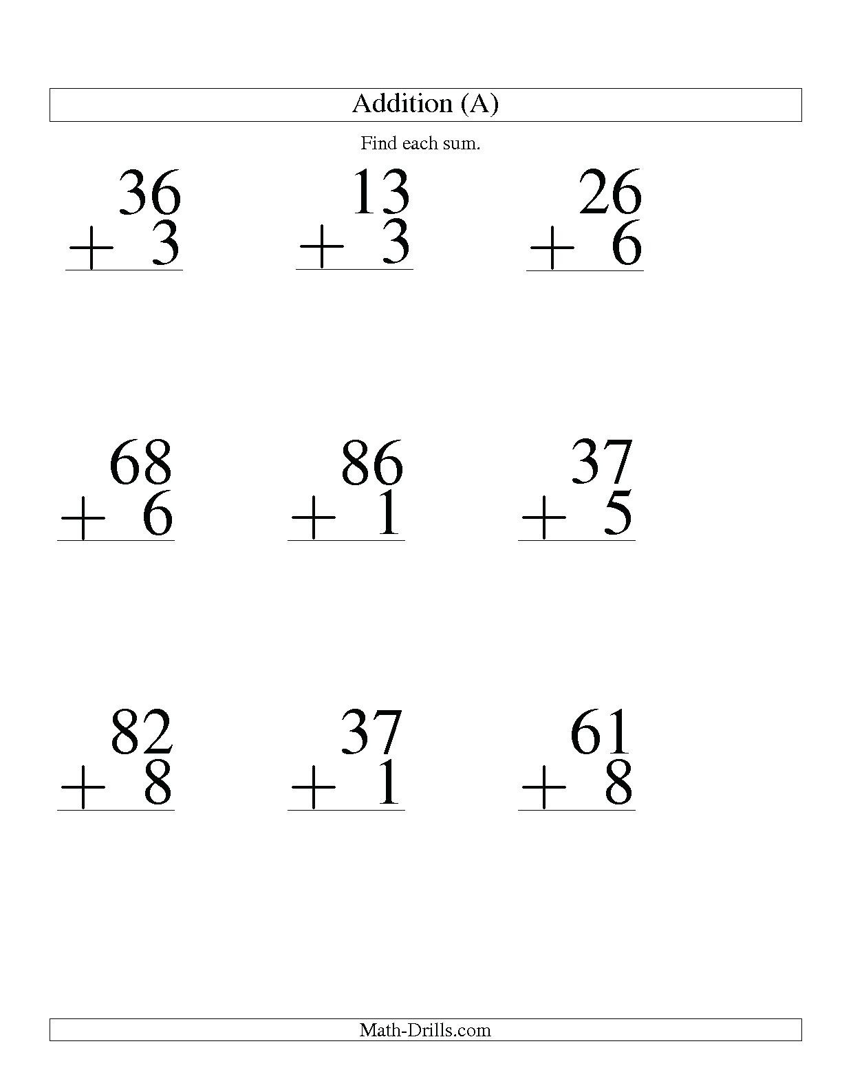 5 Free Math Worksheets First Grade 1 Addition Adding 2 ...