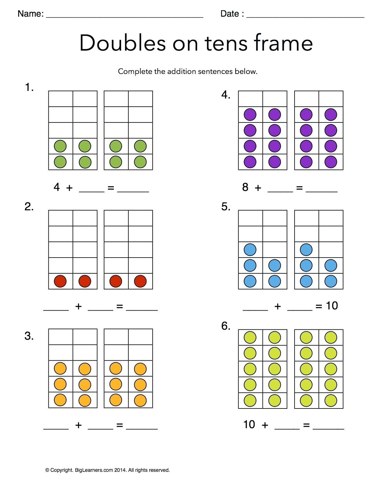 Free Math Worksheets First Grade 1 Addition Adding whole Tens 2 Digits Missing Addend