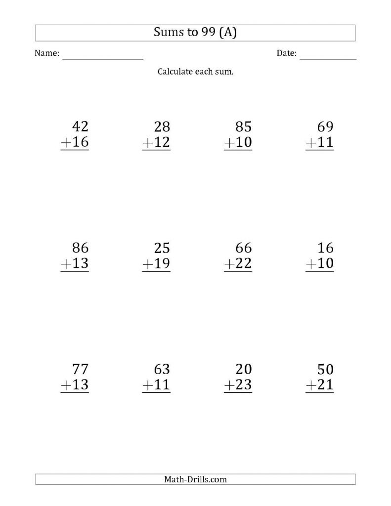 5 Free Math Worksheets First Grade 1 Addition Adding whole Tens 2 ...