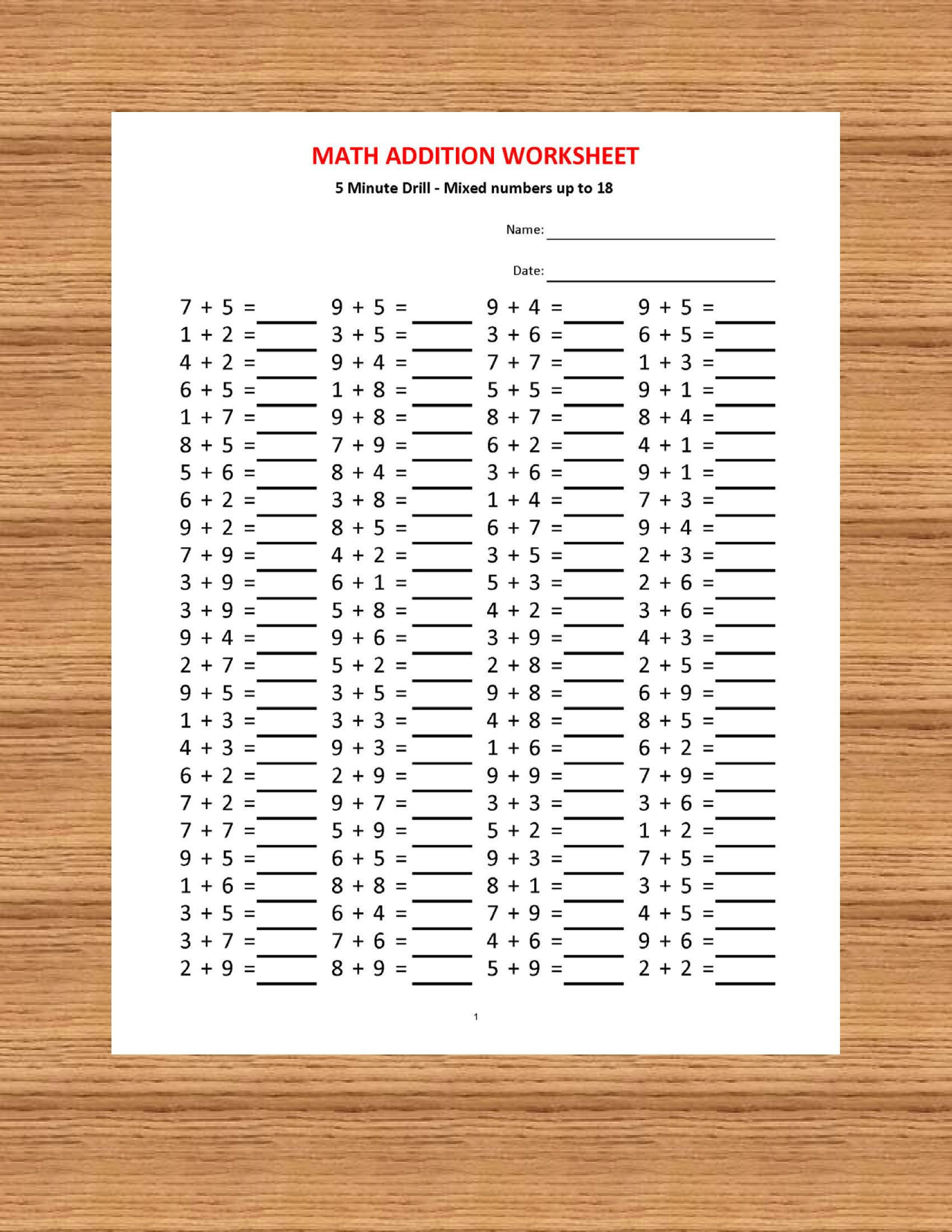 Free Math Worksheets First Grade 1 Addition Number Lines