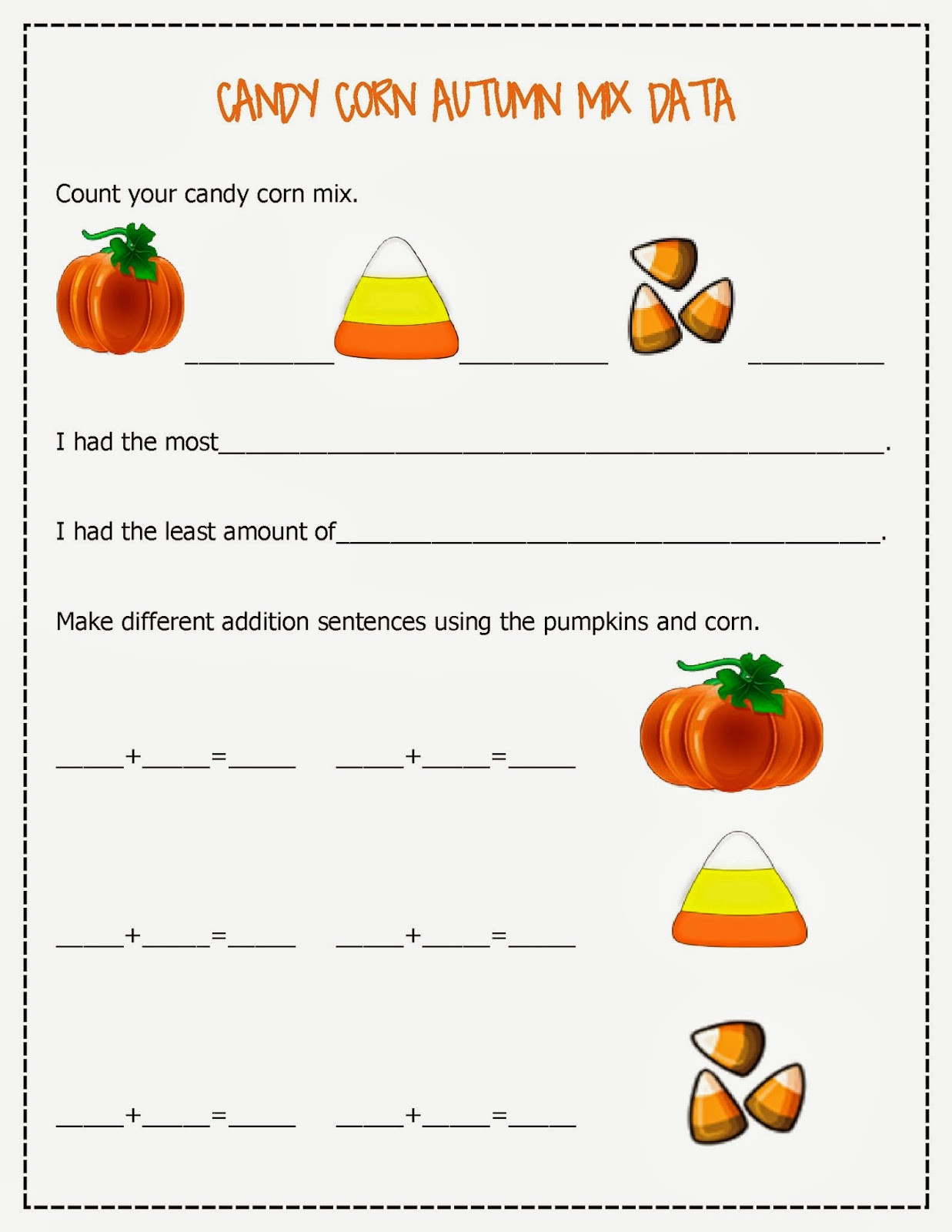 full candy corn autumn mix free math worksheets mehaffey moments