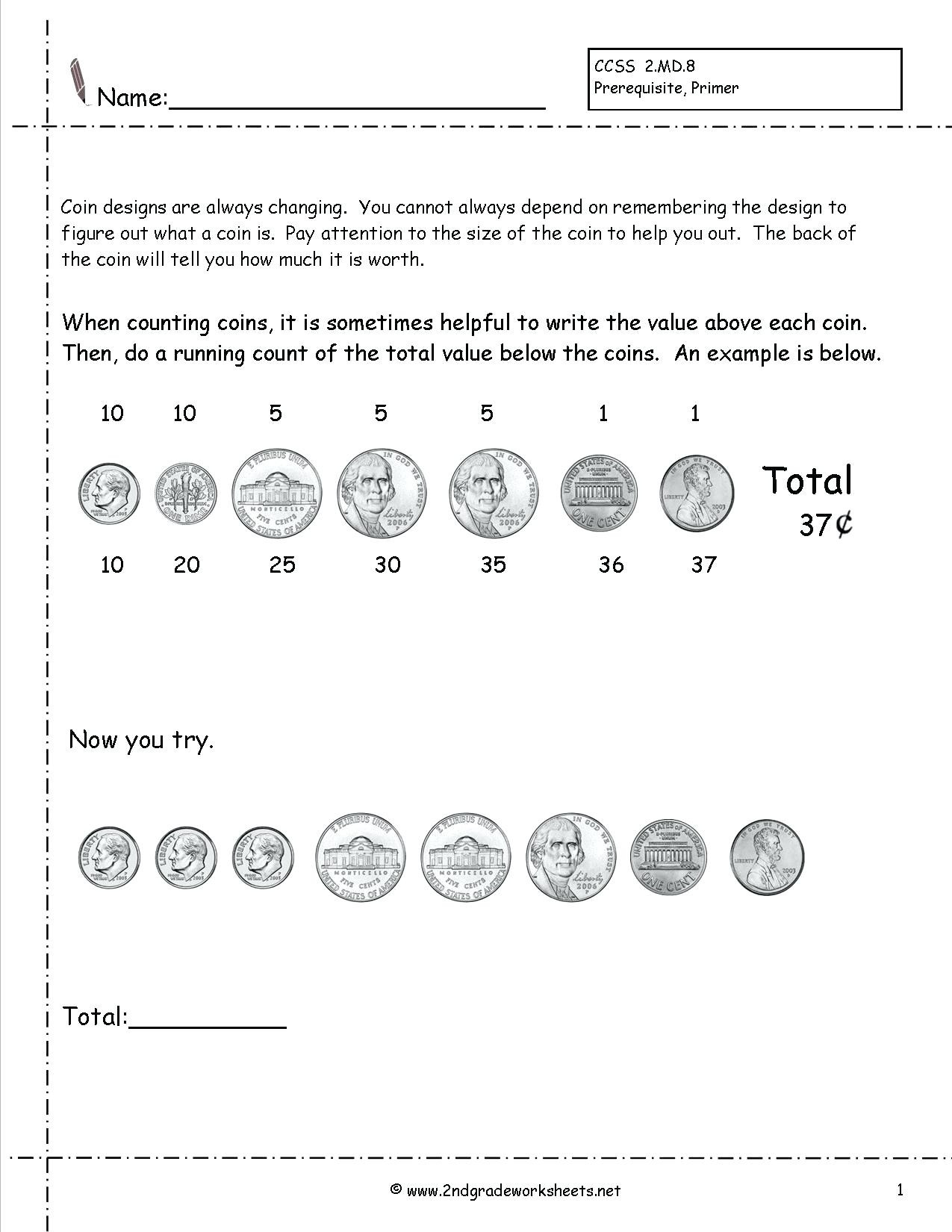 Free Math Worksheets First Grade 1 Counting Money Counting Money Pennies Dimes