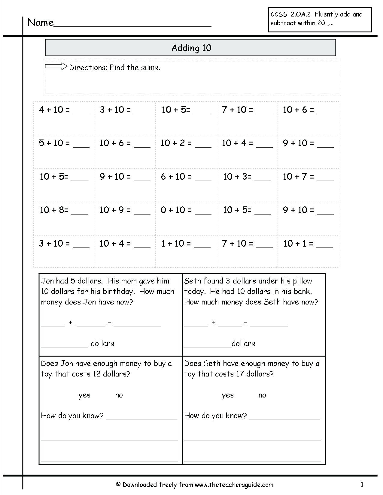 Free Math Worksheets First Grade 1 Subtraction Add and Subtract 4 Single Digit Numbers