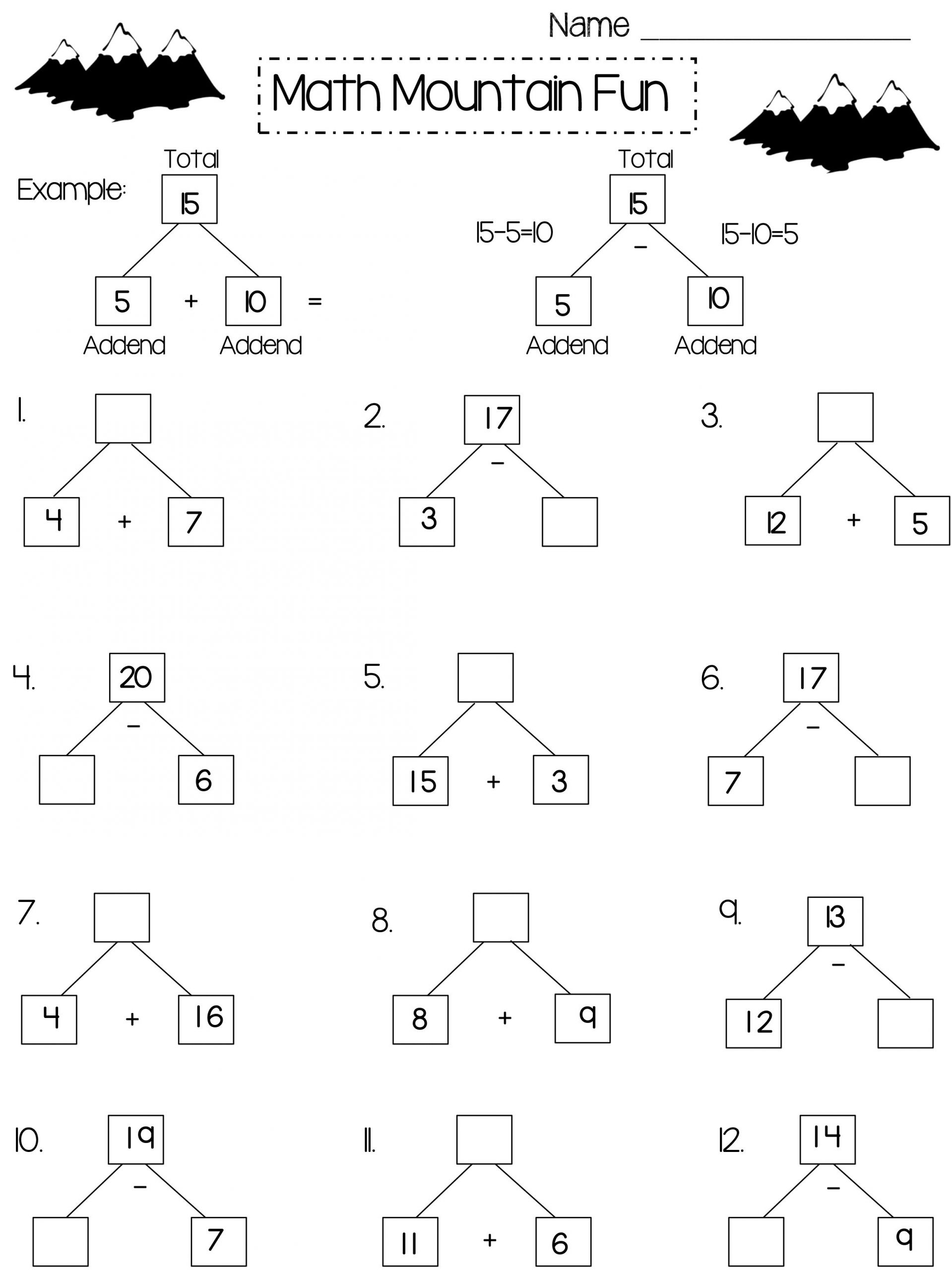 Free Math Worksheets First Grade 1 Subtraction Single Digit Subtraction