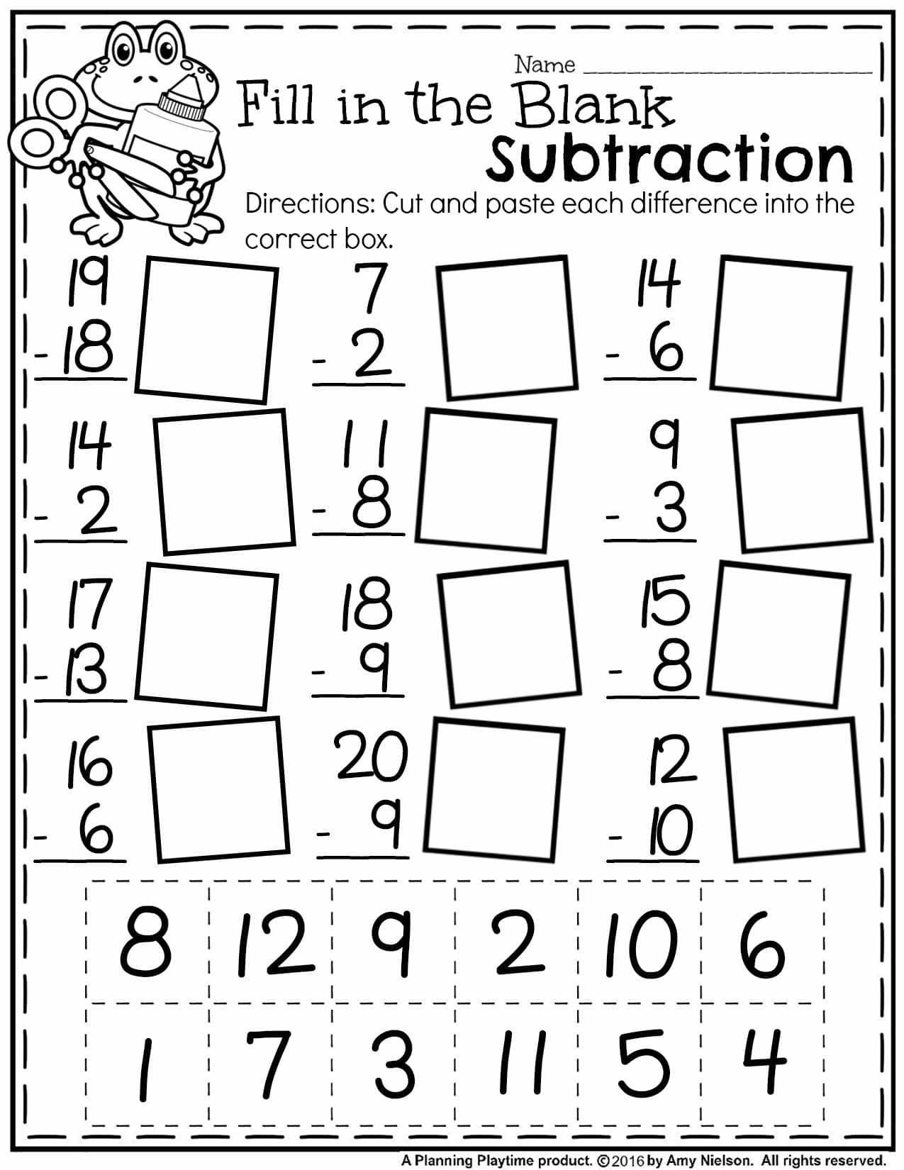 Free Math Worksheets First Grade 1 Subtraction Single Digit Subtraction