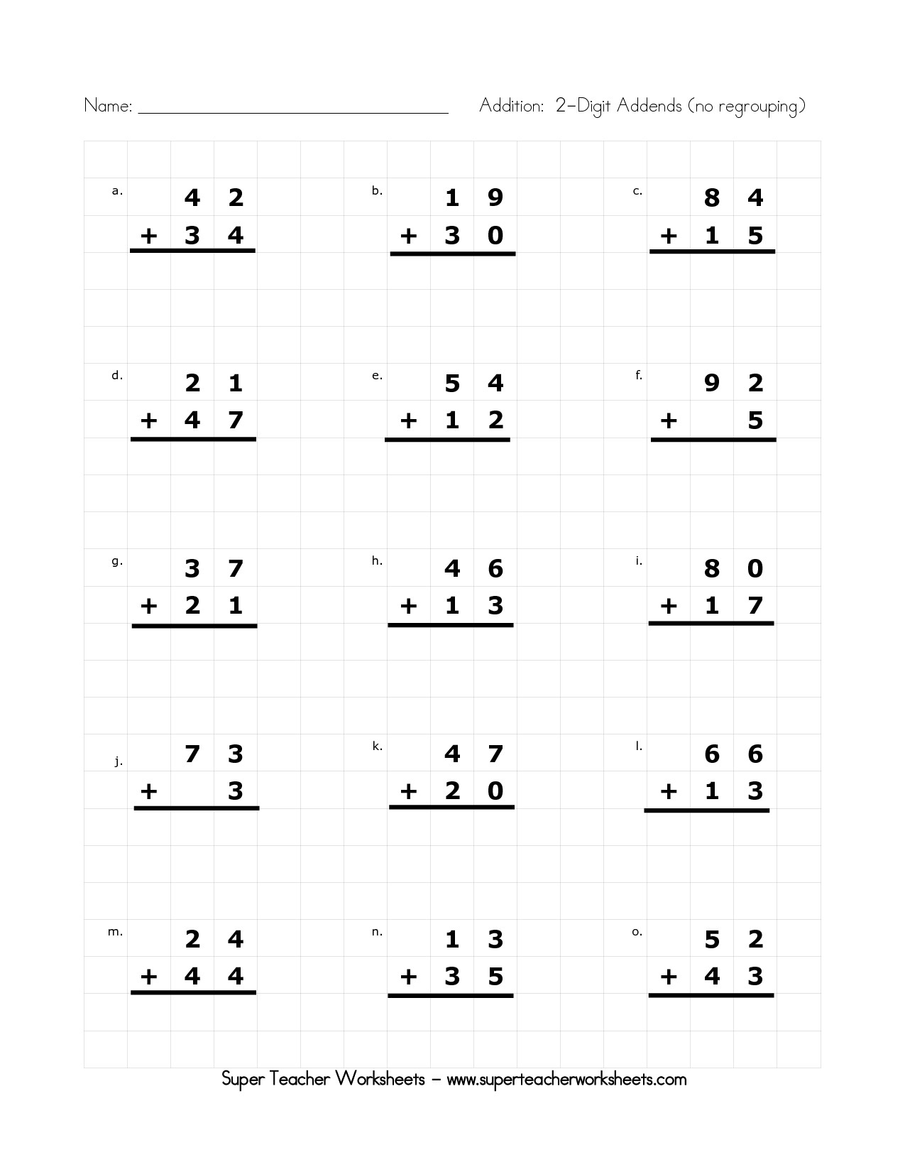 Free Math Worksheets First Grade 1 Subtraction Subtract 2 Digit Numbers No Regrouping
