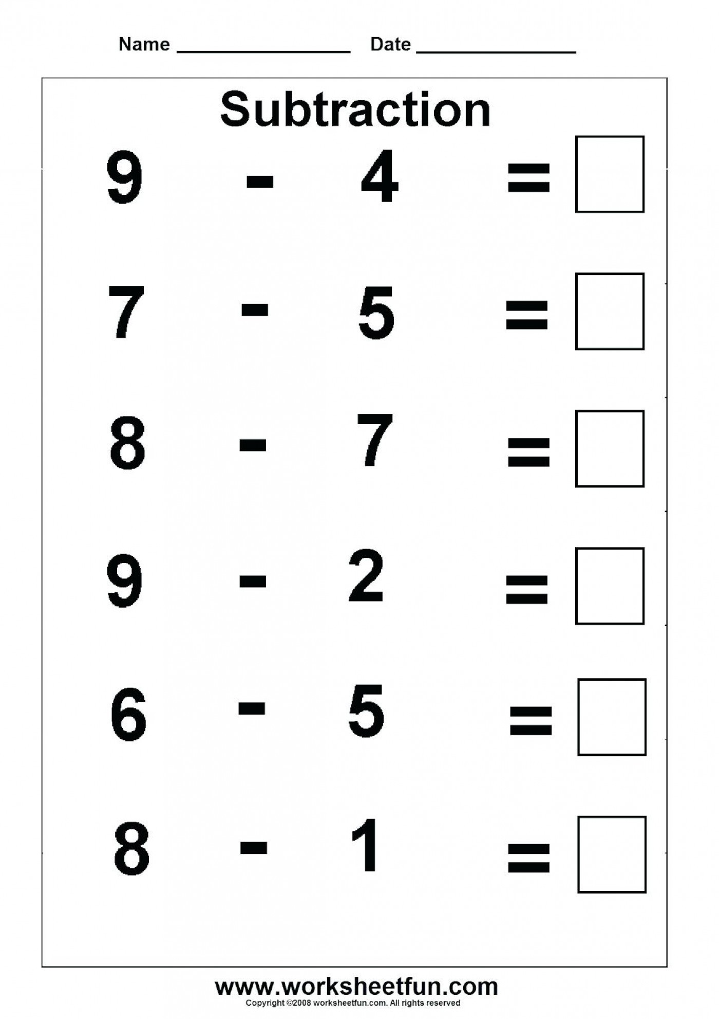 3 free math worksheets first grade 1 subtraction