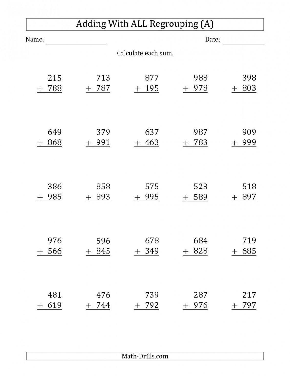 Mental Math 4th Grade