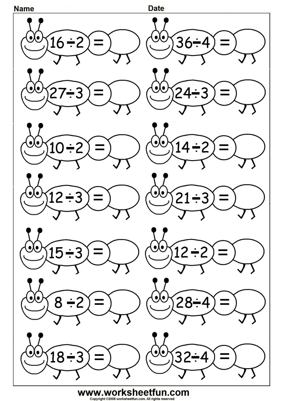 Math Worksheet 4rd Grade Division