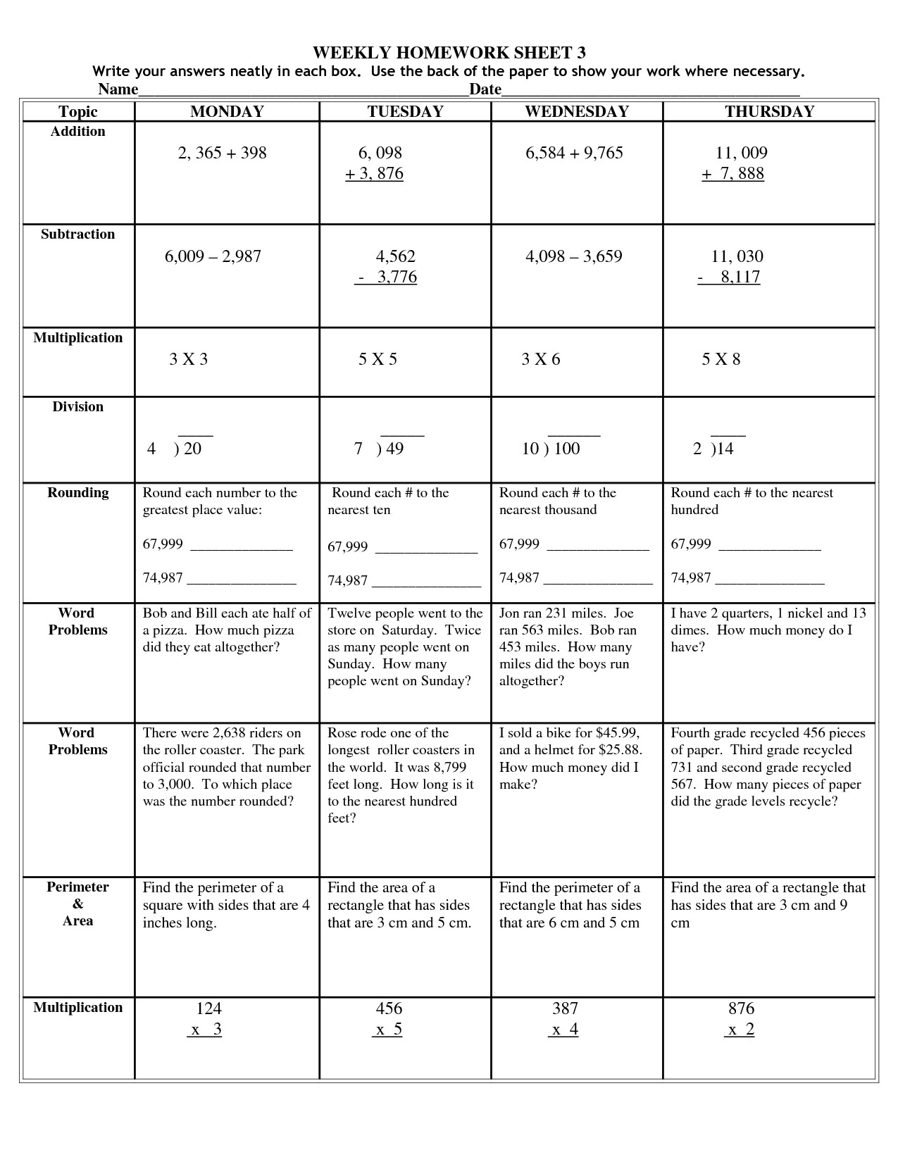 Free Math Worksheets Fourth Grade 4 Addition Adding Three Numbers Mental