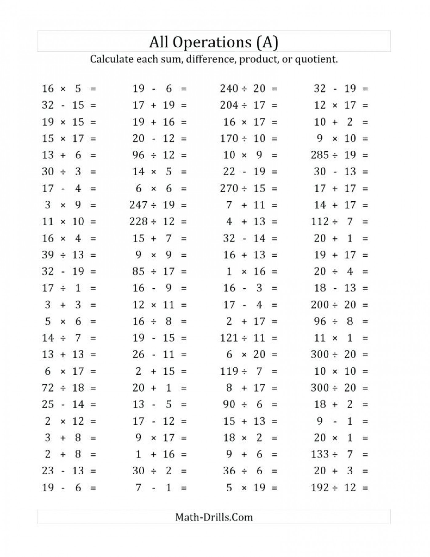 025 worksheet basic addition facts horizontal mixed grade and subtraction to worksheets image without math 1400x1813