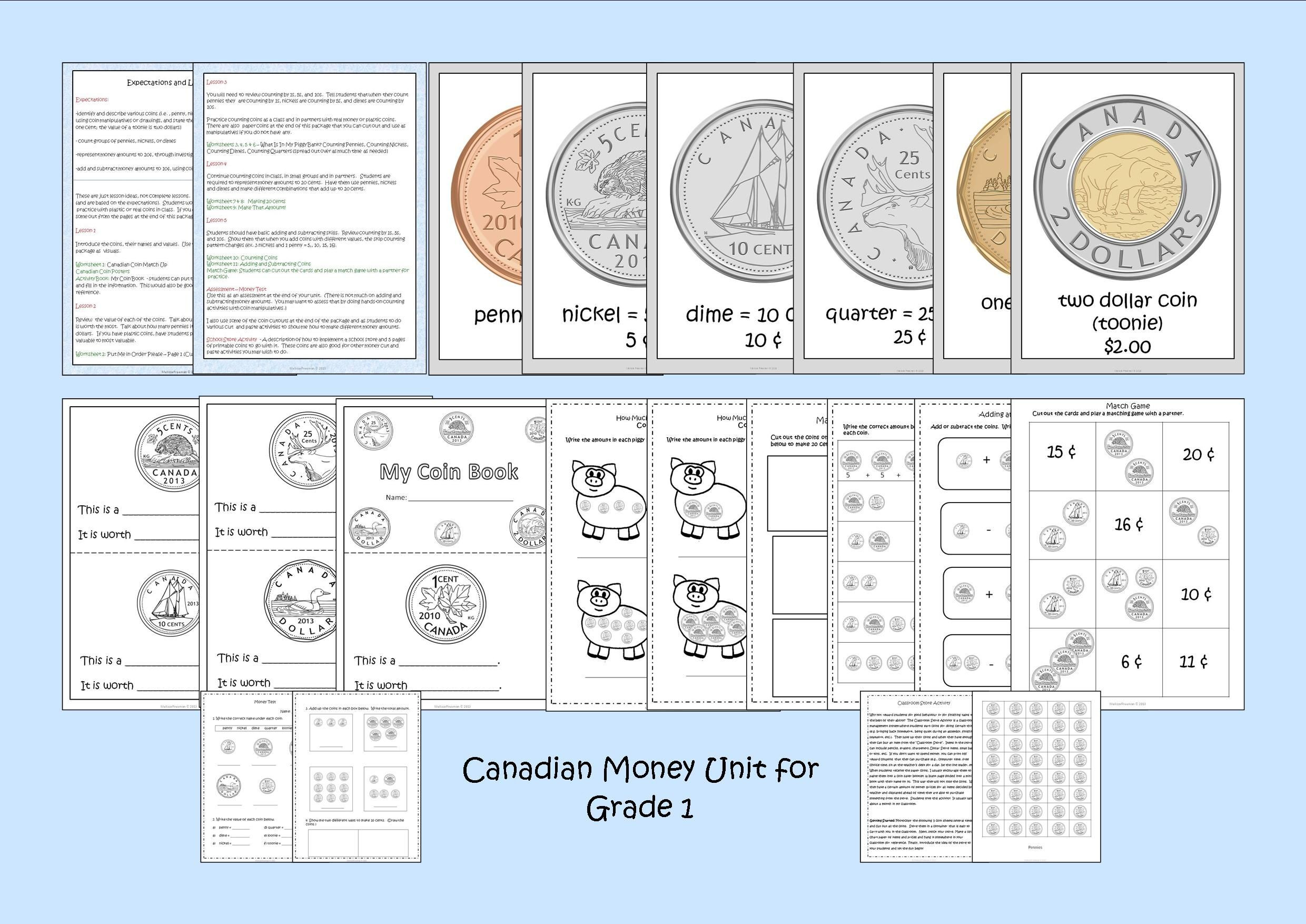 Free Math Worksheets Second Grade 2 Counting Money Counting Money Canadian Nickels Dimes Quarters Loonies