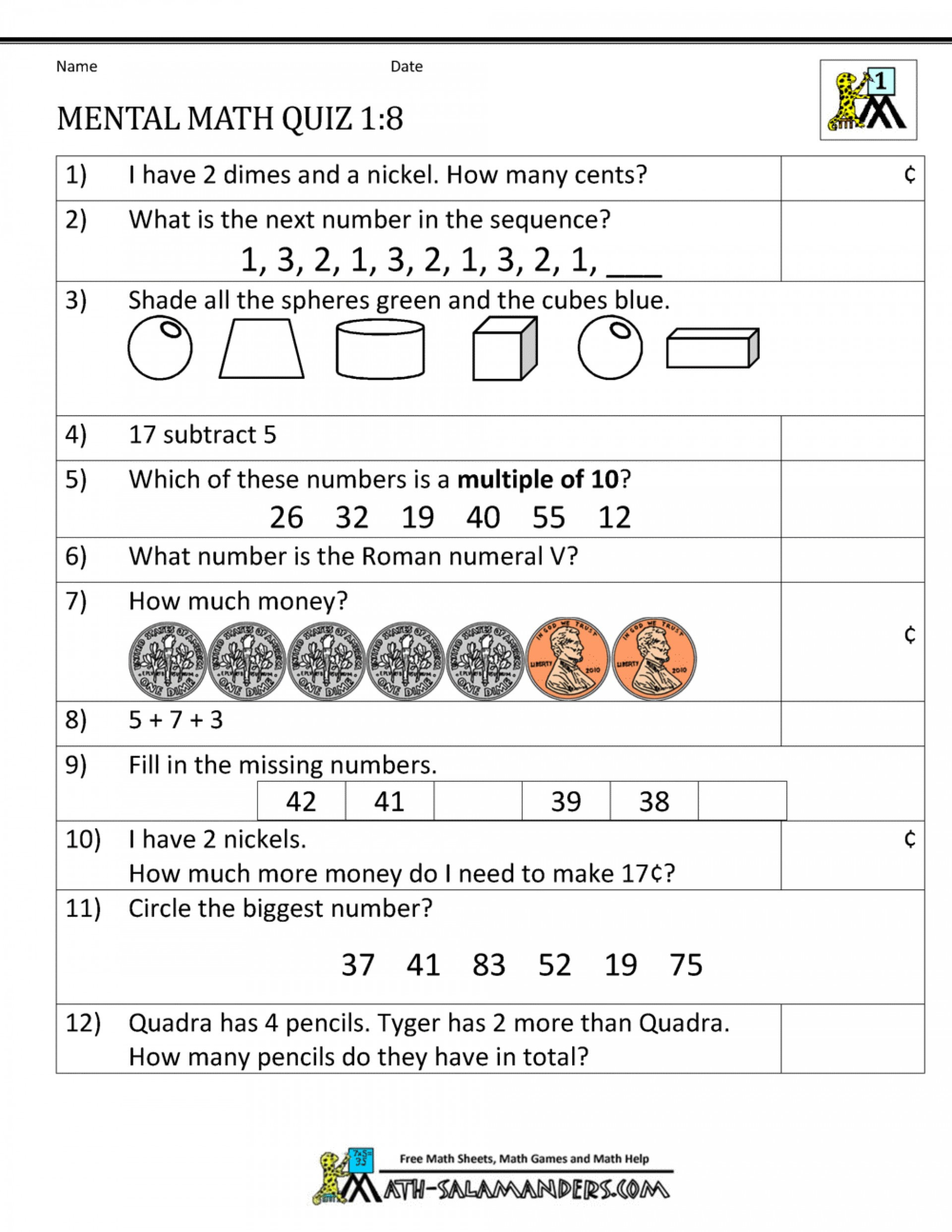 Free Math Worksheets Second Grade 2 Subtraction Single Digit Subtraction Missing Number