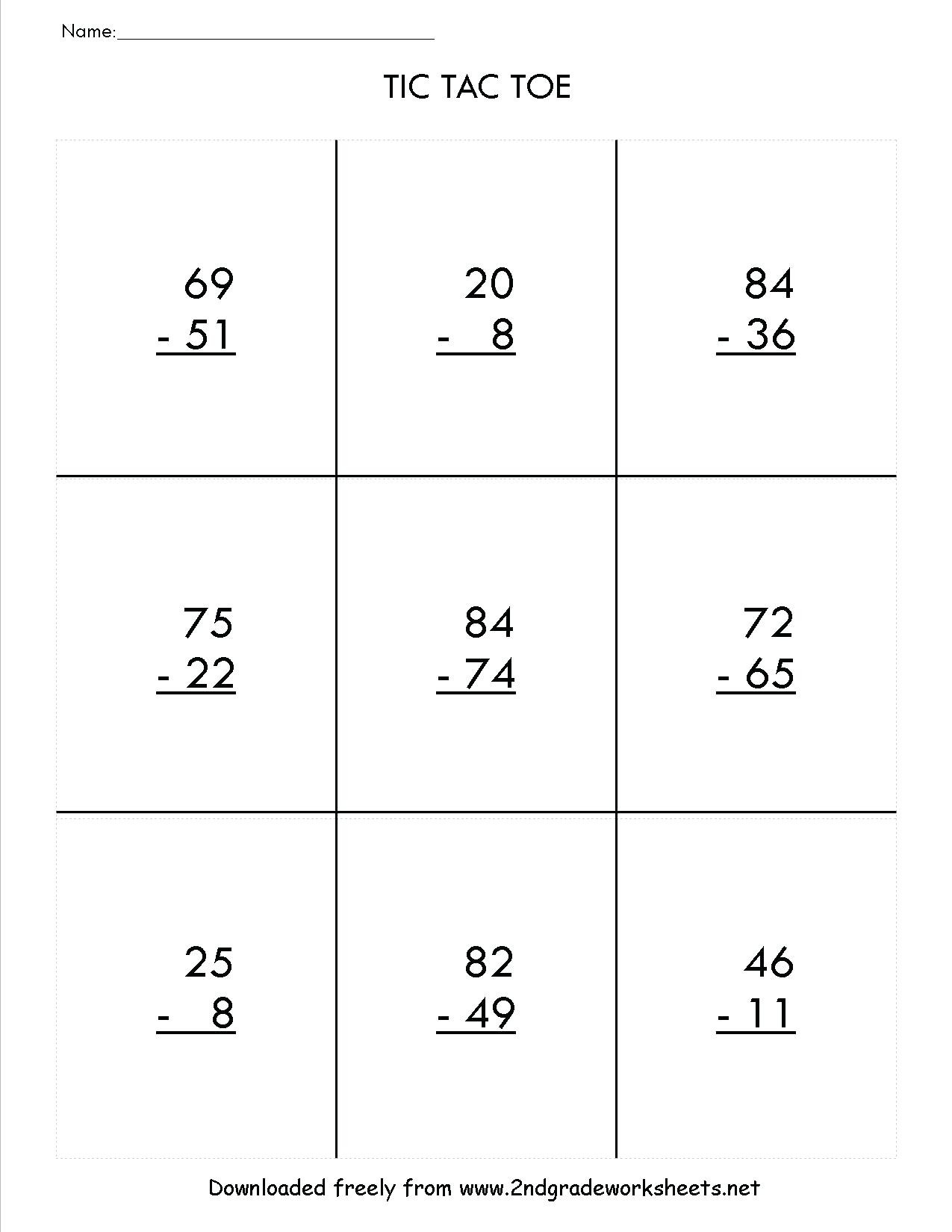 Free Math Worksheets Second Grade 2 Subtraction Subtract Regroup Across Zeros