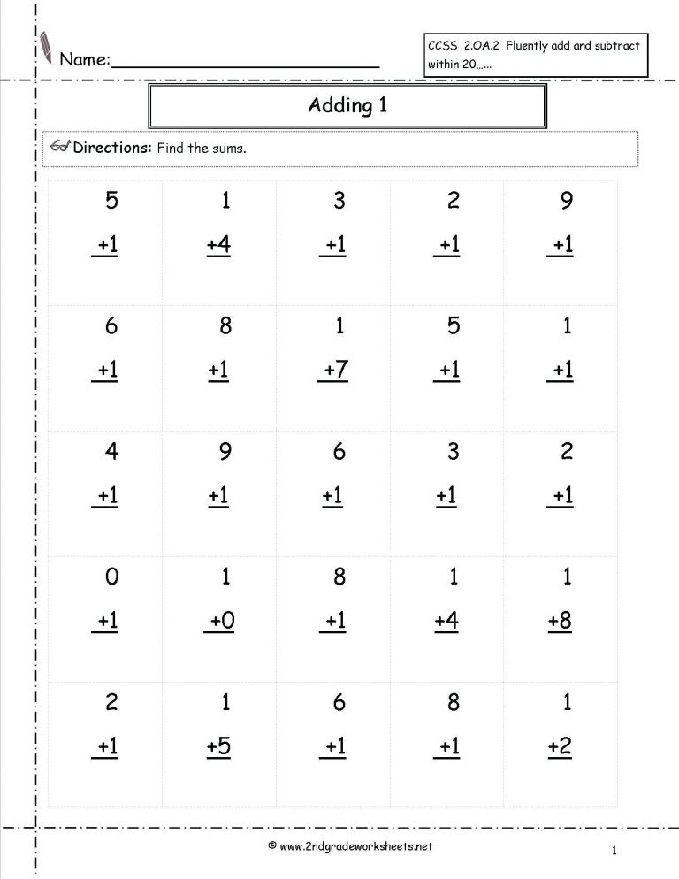 5 Free Math Worksheets Second Grade 2 Subtraction Subtracting 1 Digit 